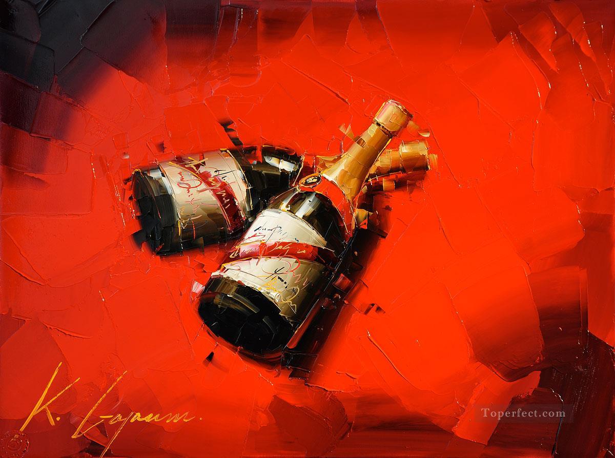 Wine in red 3 Kal Gajoum textured Oil Paintings